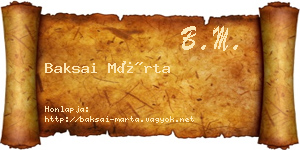 Baksai Márta névjegykártya